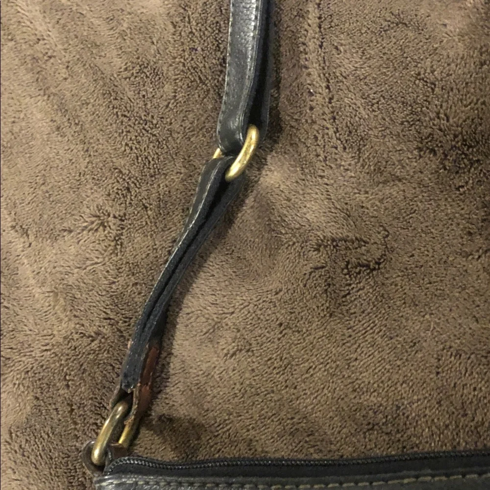 Vintage Fossil Black Leather Crossbody Bag